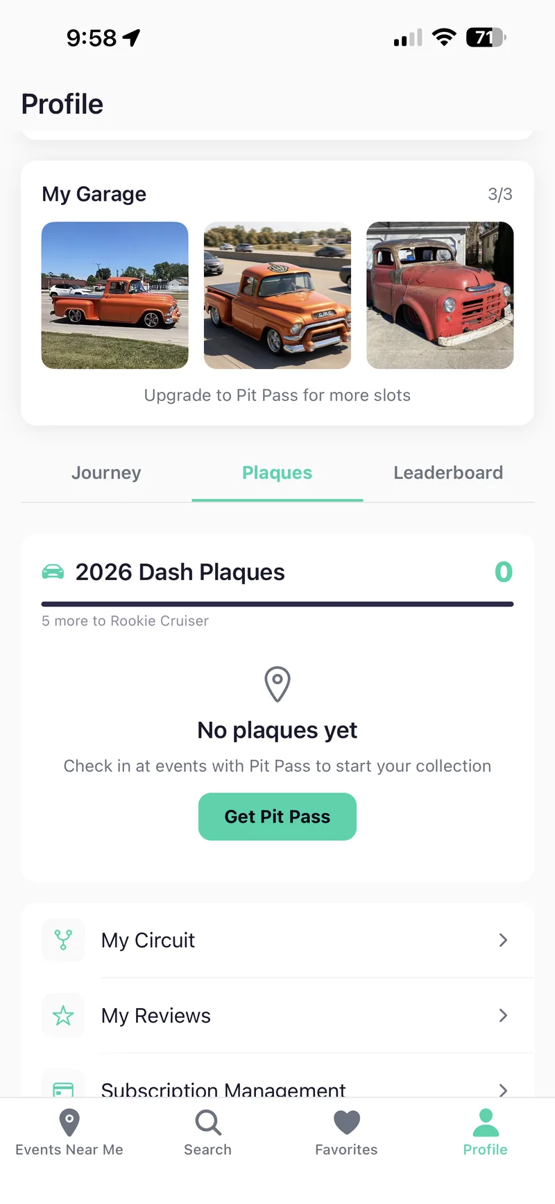 Digital dash plaque collection in the app