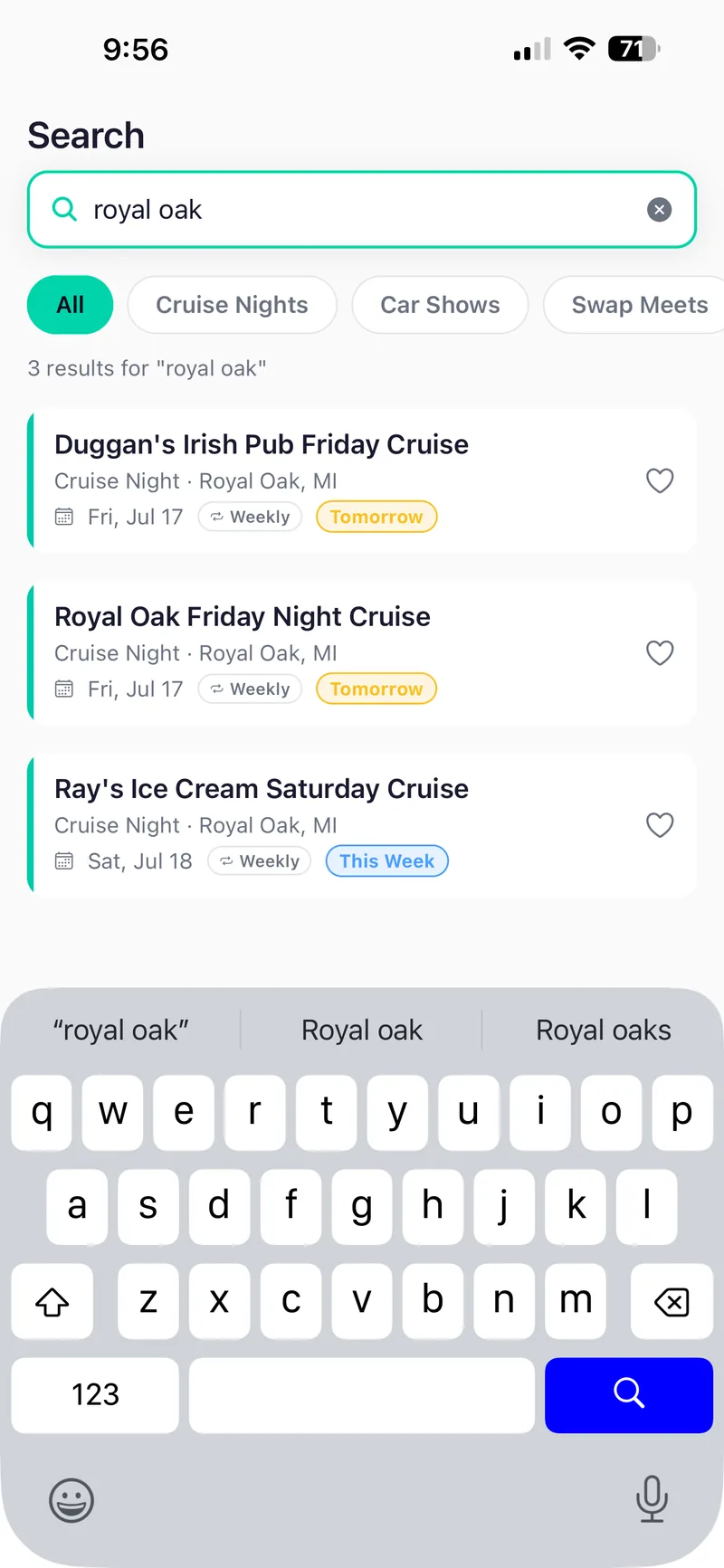 Search results for car events in Royal Oak